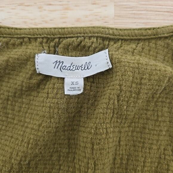 Madewell Knit Lightspun Ruched-Front Crop Top in Spiced Olive Green Size XS - Picture 3 of 14